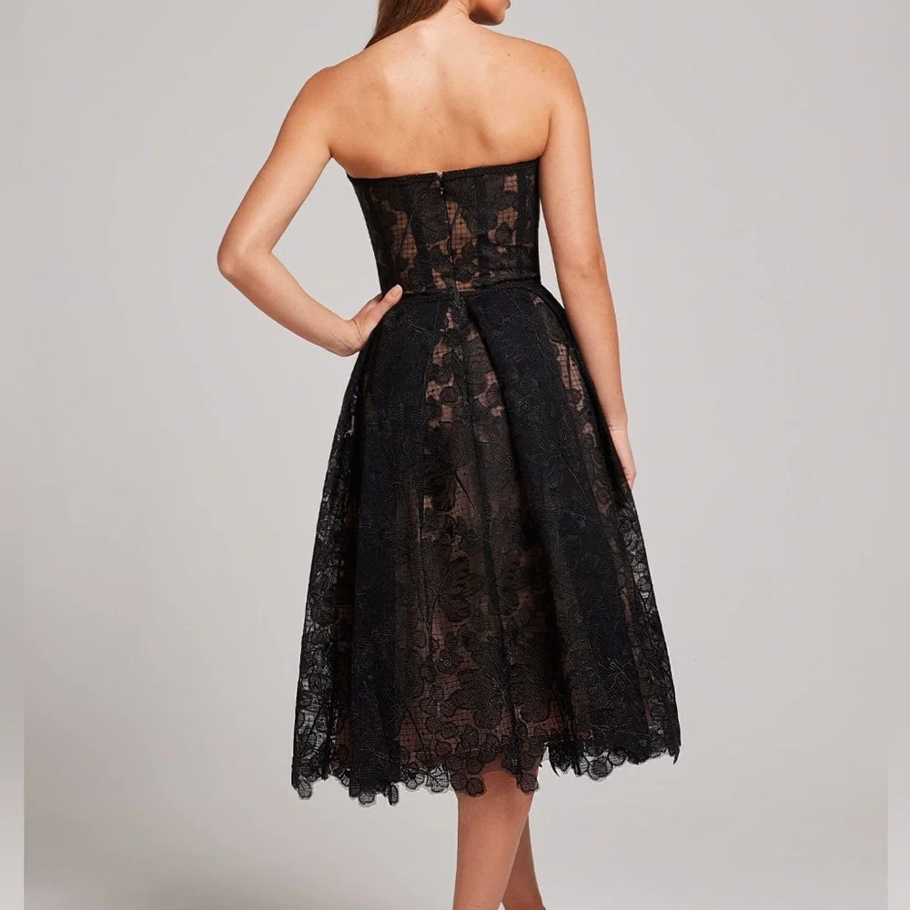 NWOT Nadine Merabi black/nude Olivia dress corseted embroidered lace - Picture 6 of 13